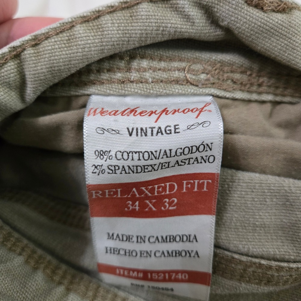 Weatherproof Vintage Mens Relaxed Fit Utility Pants Khaki Tan 34x32 Workwear - Picture 4 of 4